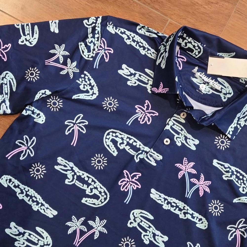 NWT Chubbies The Neon Glades Short Sleeve Mens Small Performance Polo Golf Shirt
